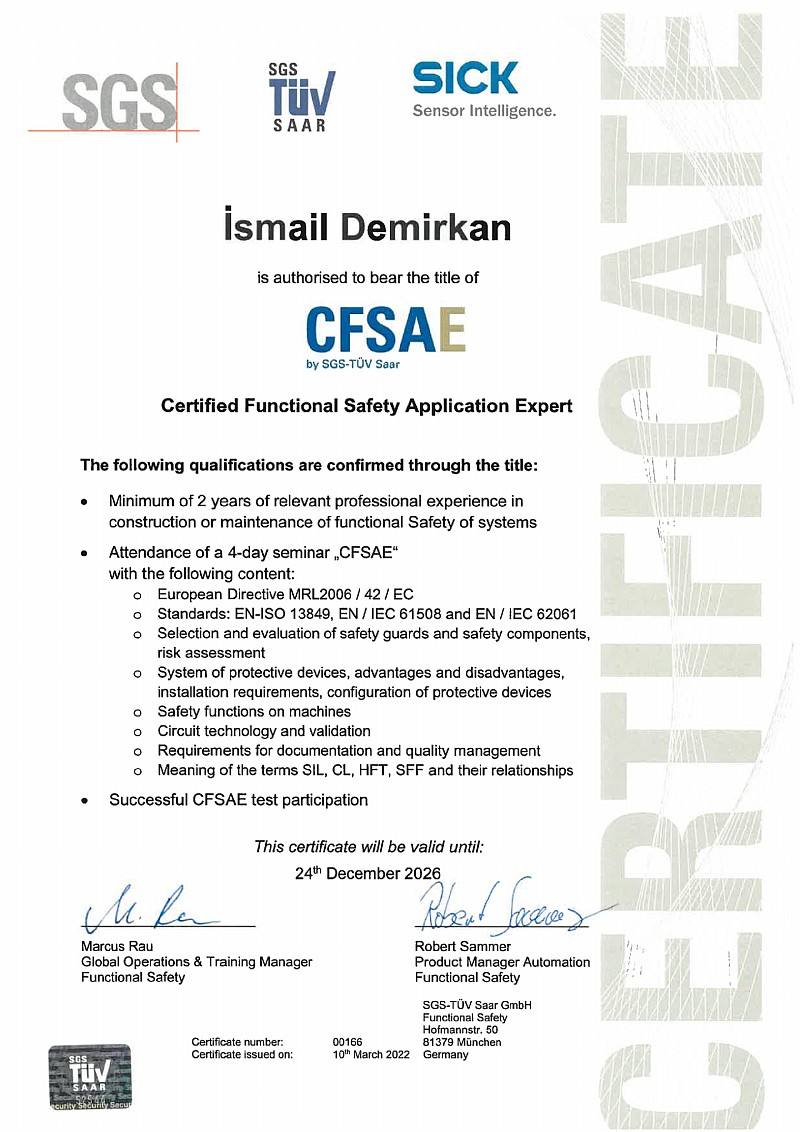 CFSAE (Certified Functional Safety Application Expert)